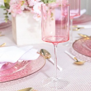 Posh Setting 14 oz. Two-Toned Pink and Clear Plastic Wine Goblet - 60/Case Posh Setting 14 oz. Two-Toned Pink and Clear Plastic Wine Goblet - 60/Case
