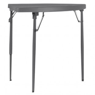 ZOWN 60523SGY2E Gray Commercial Blow Molded Resin Corner Folding Table - 2/Pack