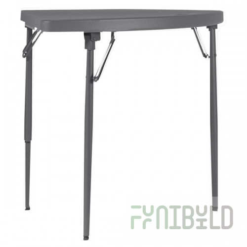 ZOWN 60523SGY2E Gray Commercial Blow Molded Resin Corner Folding Table - 2/Pack