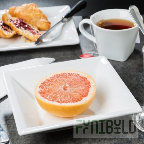 Libbey Slate 12 oz. Ultra Bright White Wide Rim Square Porcelain Grapefruit Bowl - Sample