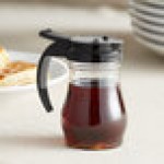 Vollrath 1606-06 Dripcut® 7 oz. Clear Polycarbonate Teardrop Syrup Server with Black Top