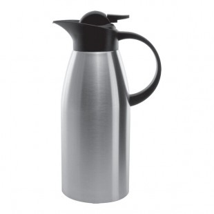 Service Ideas Stainless Touch 64.2 oz. Stainless Steel Insulated Coffee Carafe / Server with Black Lid KVP1900