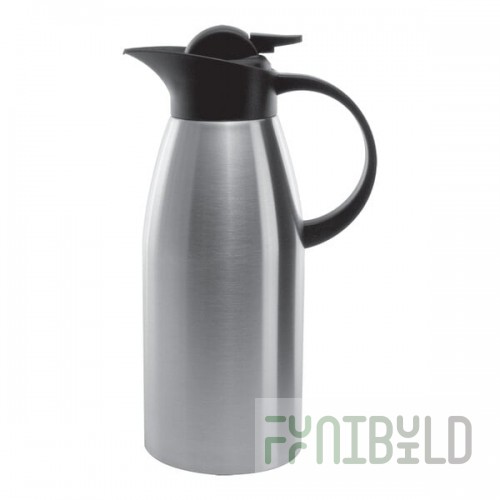 Service Ideas Stainless Touch 64.2 oz. Stainless Steel Insulated Coffee Carafe / Server with Black Lid KVP1900