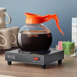 Curtis 70280200406 Crystalline Decaf Glass Coffee Decanter with Orange Handle and Decaf Logo - 24/Case
