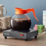 Curtis 70280200406 Crystalline Decaf Glass Coffee Decanter with Orange Handle and Decaf Logo - 24/Case