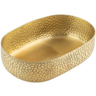 TableCraft 10704 Crackle 64 oz. Oval Gold Aluminum Serving Bowl TableCraft 10704 Crackle 64 oz. Oval Gold Aluminum Serving Bowl