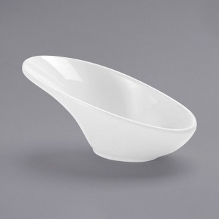 American Metalcraft 1.5 oz. Angled White Mini Melamine Bowl