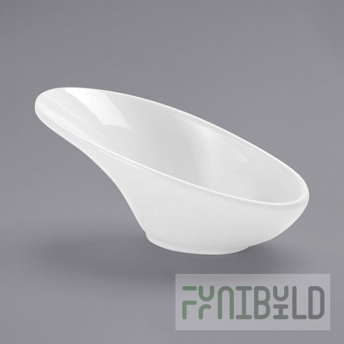 American Metalcraft 1.5 oz. Angled White Mini Melamine Bowl