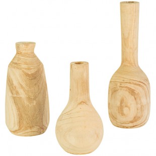 Kalalou 3-Piece Light Tall Hand-Carved Standard Wood Vase Set Kalalou 3-Piece Light Tall Hand-Carved Standard Wood Vase Set