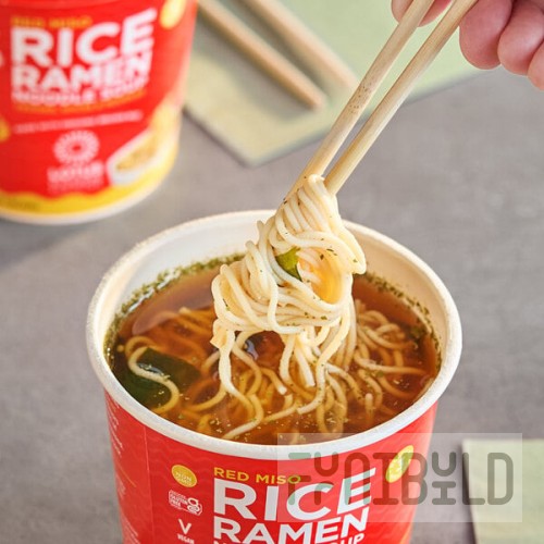 Lotus Foods Red Miso Rice Ramen Noodle Soup Cup 2 oz. - 6/Case