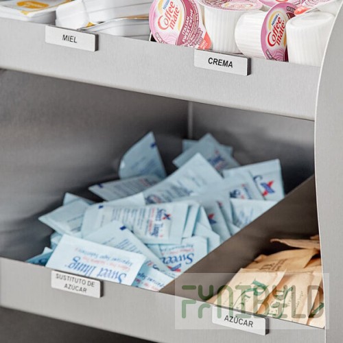 ServSense Magnetic Stainless Steel Coffee Labels for Self Service Station Organizers - Spanish - 11/Pack