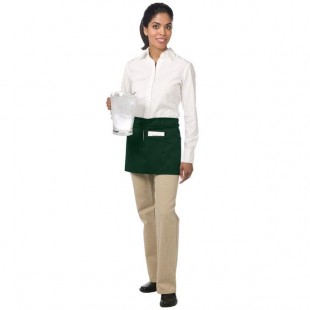 Chef Revival Hunter Green Poly-Cotton Customizable Waist Apron with 3 Pockets - 12 Chef Revival Hunter Green Poly-Cotton Customizable Waist Apron with 3 Pockets - 12