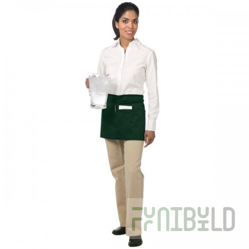 Chef Revival Hunter Green Poly-Cotton Customizable Waist Apron with 3 Pockets - 12