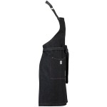 Mercer Culinary M63203BKD Metro Edge Zephyr Black Cotton Denim Bib Apron with Adjustable Neck, Split Front, and 2 Pockets - 34 Mercer Culinary M63203BKD Metro Edge Zephyr Black Cotton Denim Bib Apron with Adjustable Neck, Split Front, and 2 Pockets - 34