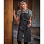Mercer Culinary M63203BKD Metro Edge Zephyr Black Cotton Denim Bib Apron with Adjustable Neck, Split Front, and 2 Pockets - 34 Mercer Culinary M63203BKD Metro Edge Zephyr Black Cotton Denim Bib Apron with Adjustable Neck, Split Front, and 2 Pockets - 34