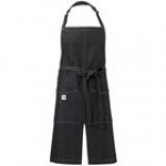 Mercer Culinary M63203BKD Metro Edge Zephyr Black Cotton Denim Bib Apron with Adjustable Neck, Split Front, and 2 Pockets - 34 Mercer Culinary M63203BKD Metro Edge Zephyr Black Cotton Denim Bib Apron with Adjustable Neck, Split Front, and 2 Pockets - 34