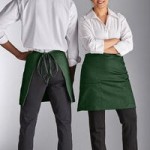 Choice Hunter Green Poly-Cotton Adjustable Bib Apron with 2 Pockets and Natural Webbing Accents - 32
