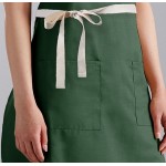 Choice Hunter Green Poly-Cotton Adjustable Bib Apron with 2 Pockets and Natural Webbing Accents - 32