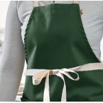 Choice Hunter Green Poly-Cotton Adjustable Bib Apron with 2 Pockets and Natural Webbing Accents - 32