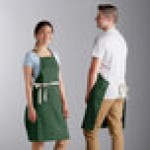 Choice Hunter Green Poly-Cotton Adjustable Bib Apron with 2 Pockets and Natural Webbing Accents - 32