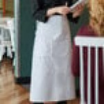 Choice White Poly-Cotton Standard Bistro Apron with 1 Pocket - 33 Choice White Poly-Cotton Standard Bistro Apron with 1 Pocket - 33