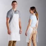 Choice White Poly-Cotton Standard Bistro Apron with 1 Pocket - 33 Choice White Poly-Cotton Standard Bistro Apron with 1 Pocket - 33