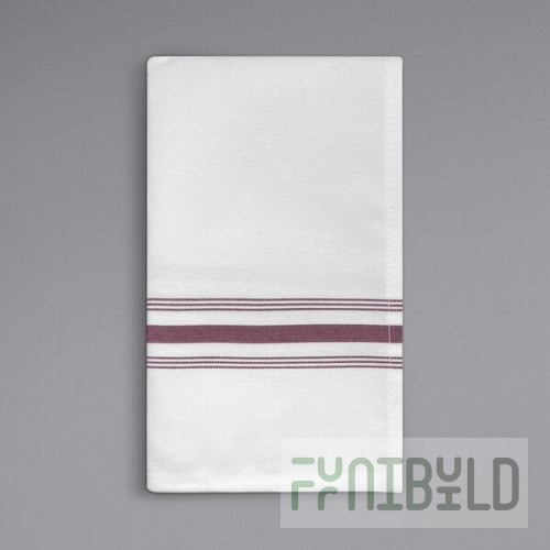 Oxford Super Blend Burgundy 100% Spun Polyester Bistro Striped Cloth Napkins 18