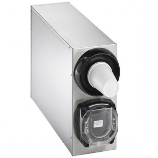 Vollrath K58822-A Stainless Steel 1-Slot Vertical 8 - 44 oz. Countertop Cup Dispenser Cabinet with 1 LidSaver® 3 Dispenser