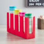 Choice Red 4-Section Adjustable Slanted Countertop Cup and Lid Organizer