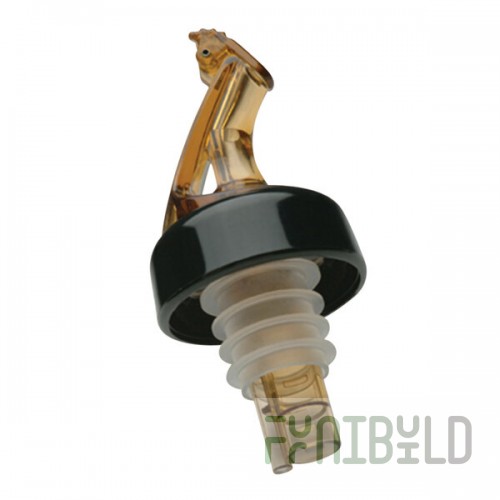 Precision Pours 999 RA C/F Rum Amber Free Flow Liquor Pourer with Collar and Fliptop - 12/Pack