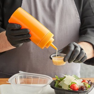 Choice 16 oz. Orange Wide Mouth Squeeze Bottle - 6/Pack Choice 16 oz. Orange Wide Mouth Squeeze Bottle - 6/Pack