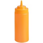 Choice 16 oz. Orange Wide Mouth Squeeze Bottle - 6/Pack