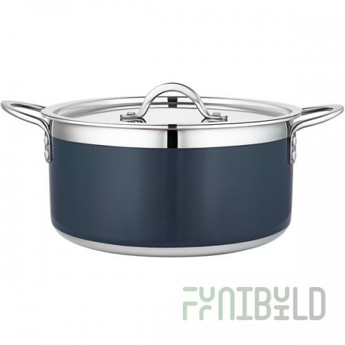 Bon Chef Country French X 5.69 Qt. Cobalt Blue Stainless Steel Pot - 71303-CF2-CB