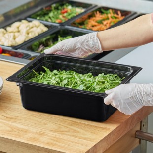 Carlisle 10221B03 StorPlus 1/2 Size Black Polycarbonate Food Pan - 4 Carlisle 10221B03 StorPlus 1/2 Size Black Polycarbonate Food Pan - 4
