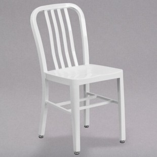 Flash Furniture CH-61200-18-WH-GG White Metal Indoor / Outdoor Chair with Vertical Slat Back