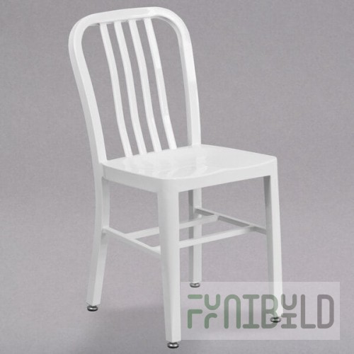 Flash Furniture CH-61200-18-WH-GG White Metal Indoor / Outdoor Chair with Vertical Slat Back