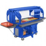 Cambro VBRUHD6158 Hot Red 6' Versa Ultra Food / Salad Bar with Storage and Heavy-Duty Casters