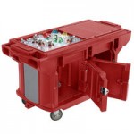 Cambro VBRUHD6158 Hot Red 6' Versa Ultra Food / Salad Bar with Storage and Heavy-Duty Casters