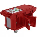 Cambro VBRUHD6158 Hot Red 6' Versa Ultra Food / Salad Bar with Storage and Heavy-Duty Casters