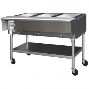 Eagle Group PDHT3-240-3 Three Pan Open Well Portable Electric Hot Food Table with Galvanized Open Base - 240V, 3 Phase