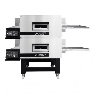 Moretti Forni TT96E Electric Double Stacked Conveyor Oven with Stand and (2) 25 3/4