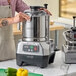AvaMix Goliath Combination Food Processor with 8 Qt. Stainless Steel Bowl, Continuous Feed, and 2 Discs - 2 hp