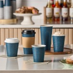 Choice 16 oz. Single Wall Blue Speck Print Poly Paper Hot Cup - 1,000/Case