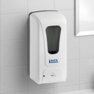 Lavex 34 fl. oz. (1,000 mL) White Automatic Foaming Soap / Sanitizer Dispenser