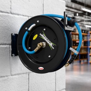 Regency Open Powder-Coated Steel Air / Water Hose Reel with 30' x 1/2