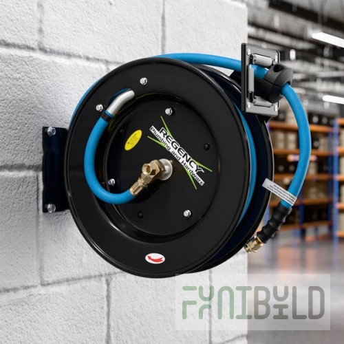 Regency Open Powder-Coated Steel Air / Water Hose Reel with 30' x 1/2