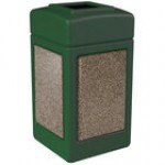 Commercial Zone 720315 StoneTec 42 Gallon Beige Square Decorative Trash Can with Riverstone Panels