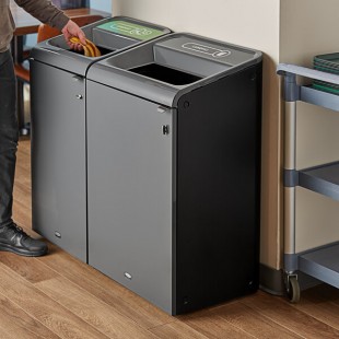 Rubbermaid® 1961628 Configure 33 Gallon Stenni Gray 1 Stream Landfill Indoor Rectangular Trash Can
