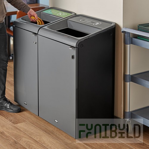 Rubbermaid® 1961628 Configure 33 Gallon Stenni Gray 1 Stream Landfill Indoor Rectangular Trash Can