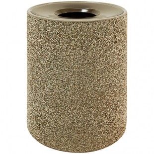 Wausau Tile TF1151 39 Gallon Concrete Round Trash Can with Aluminum Funnel Top Wausau Tile TF1151 39 Gallon Concrete Round Trash Can with Aluminum Funnel Top